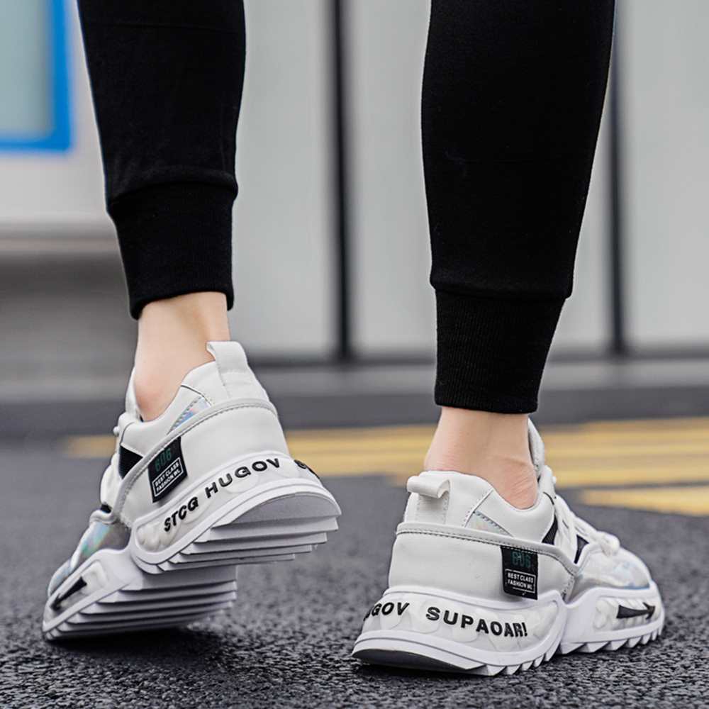 Fashion Trend Men Casual Sports Shoes Breathable  Running Shoes Athletic Walking - White EU 41